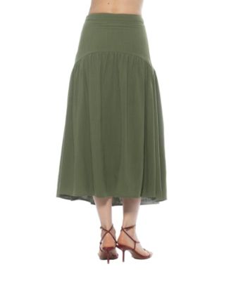 Women's Michel Dropped Waist Midi Shirred Skirt
