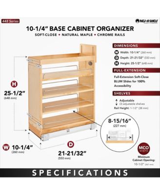 10.25" Pullout Kitchen Cabinet Organizer Soft-close, 448-BCSC-9C