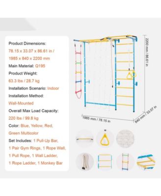 Indoor Jungle Gym 7-in-1 Steel Climbing Playset for Toddlers