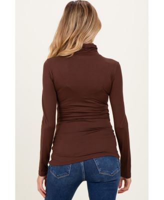 Maternity Brushed Knit Basic Turtleneck Top