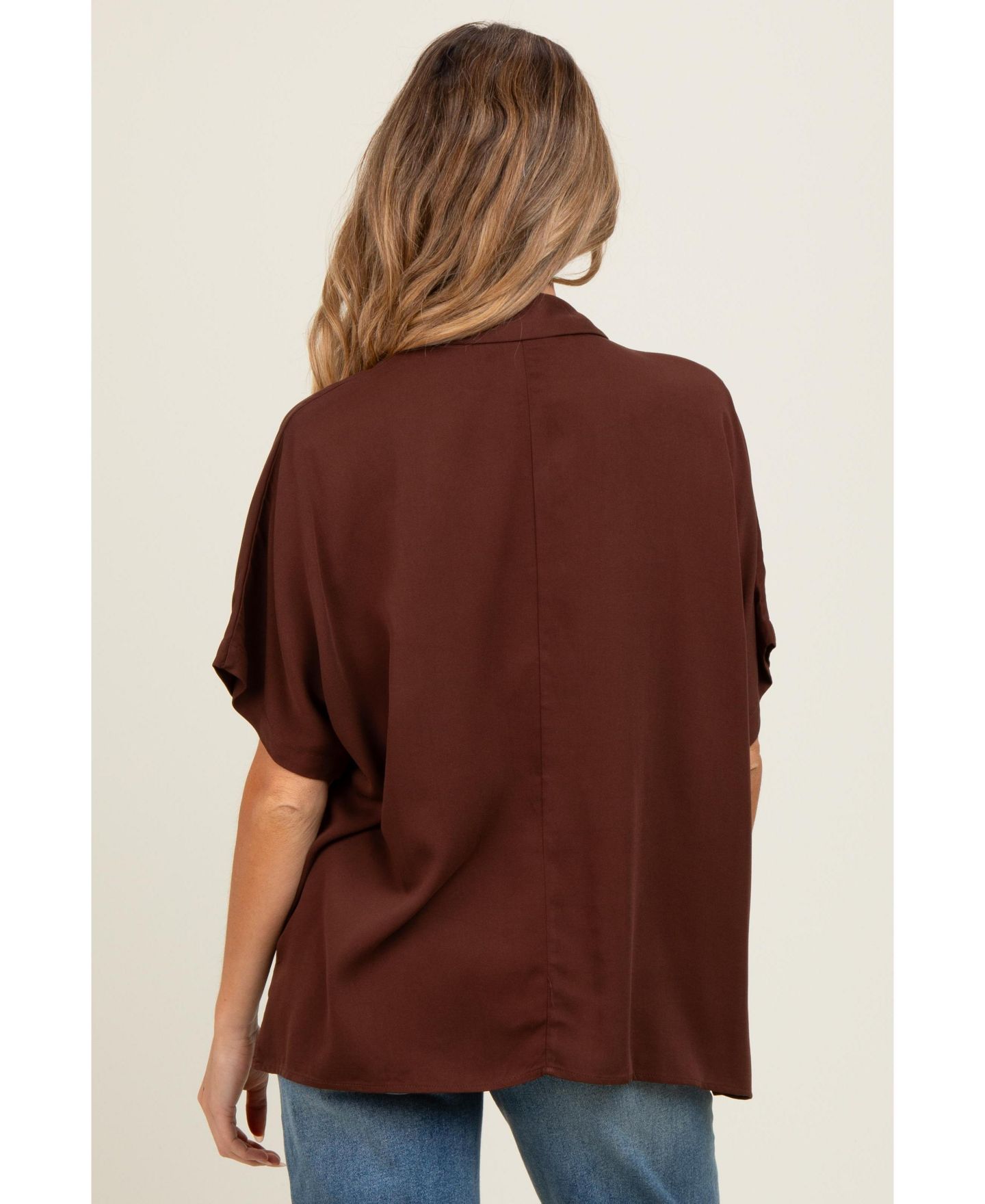 Женская блузка Pinkblush Taupe Dolman Sleeve Button Down Blouse, цвет: Коричневый — фото 3