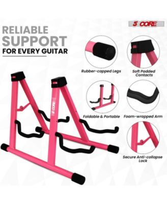 Double Guitar Stand Floor Adjustable A Frame Folding Acoustic Electric Guitars Holder Stands GSS 2N1 PNK