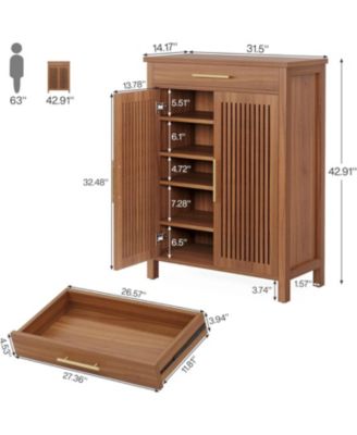 Hallway Shoe Cabinet with Top Drawer and Hidden Storage