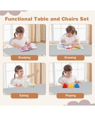 3-Piece Kids Table and Chair Set Toddler Activity Study Desk with Building Blocks