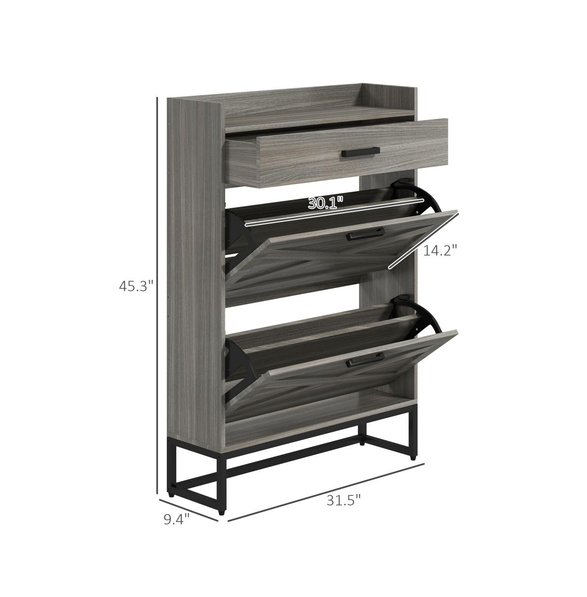 Slickblue Entryway Shoe Storage Cabinet with Flip Drawers and Top Shelf