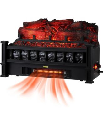 20" Electric Fireplace Log Insert, 1500W Heater, Realistic LED Flame, Freestanding Indoor Fireplace Heater