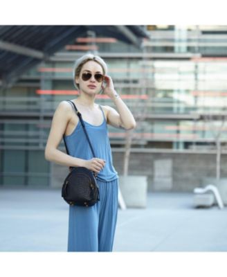 Small Leather Mini Backpack Purse with Convertible Crossbody Straps