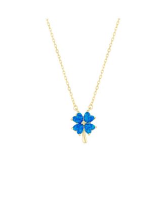 Women's Opal Four Leaf Clover Sterling Necklace