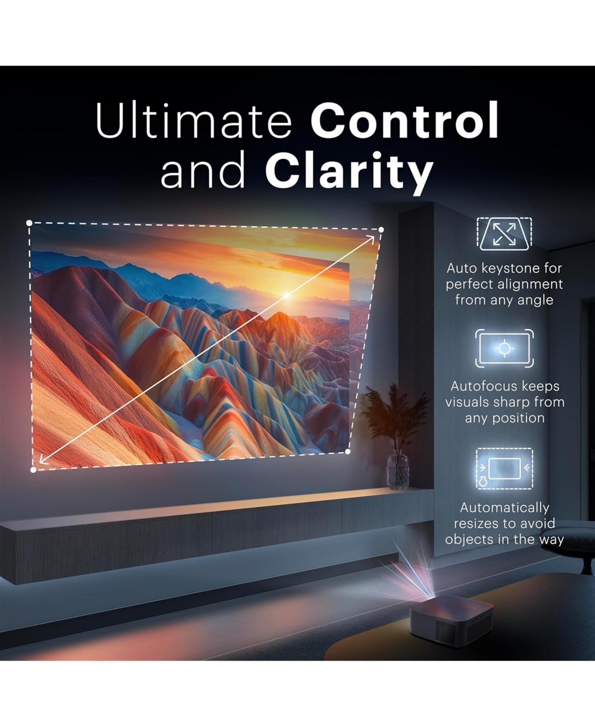 Kodak Flik X20 Smart Projector, 1080p Portable Projector with Google Tv Dongle Built-In (White)