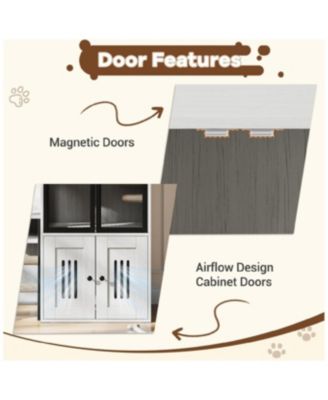 2-in-1 Cat Litter Box Enclosure Furniture with Doors, Double Layer Cat House & Storage