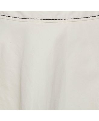 Women's Off-White Cotton Blend Flounce Knee-Length Skirt