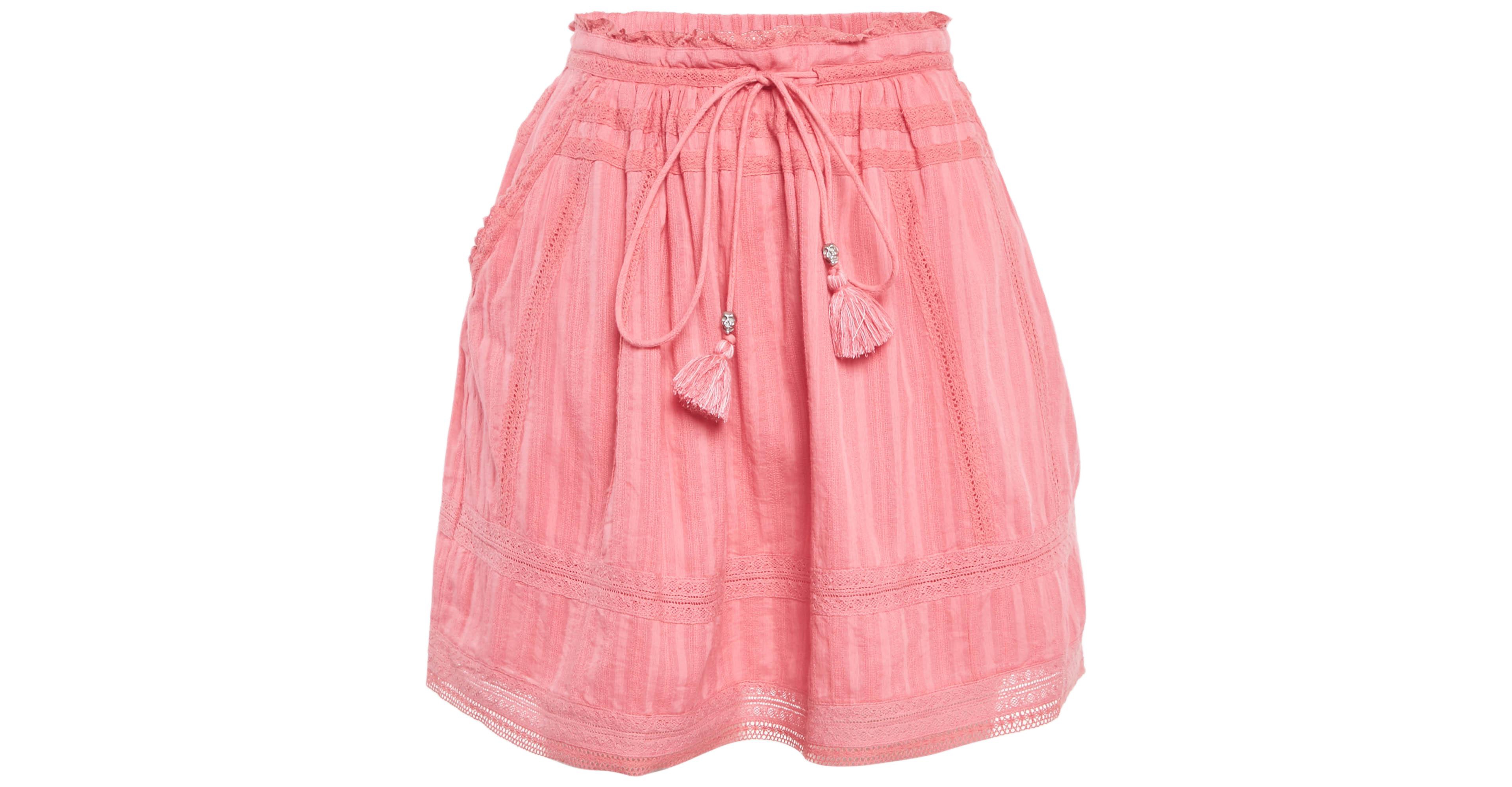 Pre-Owned Zadig & Voltaire Women's Pink Cotton Lace Trimmed Joxini Mini Skirt