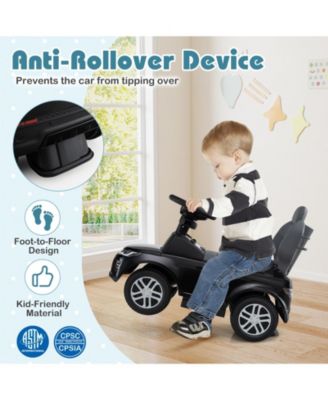 3-in-1 Push Car with Removable Handle, Guardrail, and Storage for Toddlers 18–36 Months - Black