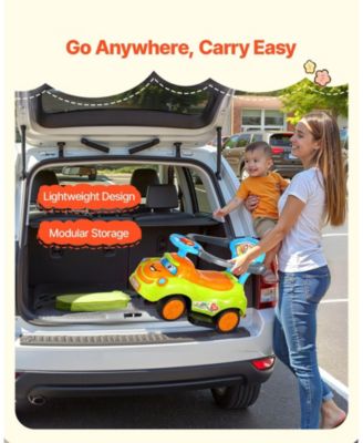 Ride On Push Car, Toddler Push Car 19–36 Months with Guardrails, Handle & Storage, 55 lbs Load, Foot-to-Floor Walker, Green