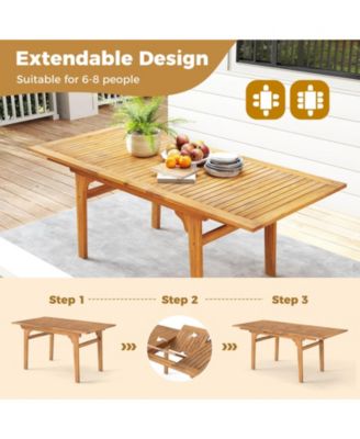 9 PCS Acacia Wood Outdoor Dining Set for 6-8 with 1.97" Umbrella Hole
