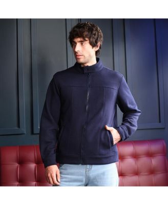 Men's Navy Blue Panel-Stitch Knit Sweatshirt