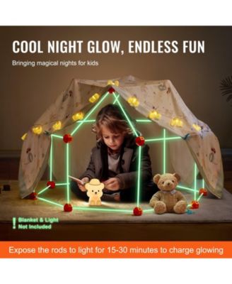 Fort Kit: 140 PCS Glow-in-Dark STEM Set with 96 Rods & 44 Balls for Kids Ages 4–8+