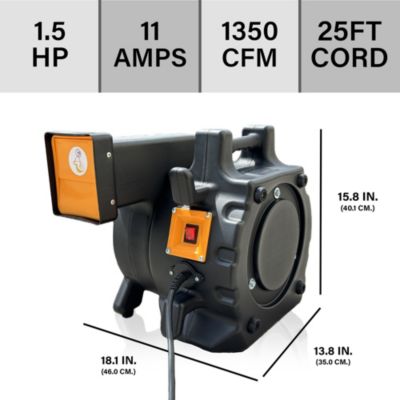 1.5 HP Orange Inflatable Blower - 14G, Stackable Design, 25ft Cord for Quick Setup