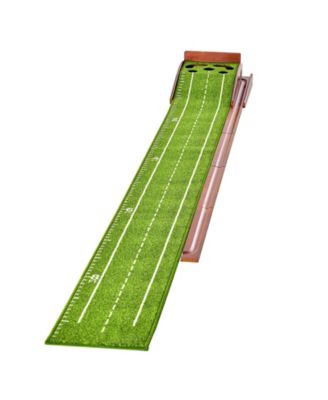 Golf Putting Mat Indoor 5-Hole Green with Ball Return Alignment Guide and Base