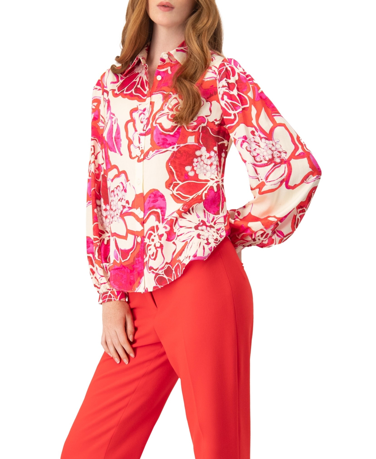 Ivonne Women's Floral Print Long Sleeve Blouse