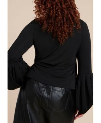 Women's Plus Size Draped Cuff Top