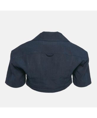 Women's Navy Blue Hemp Blend Le Haut Bebi Crop Top