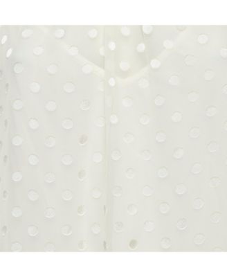 Women's Dotted Crepe Fil Coupe Pleat Detail Top