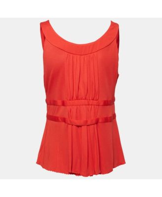 Women's Cheap And Chic Red Silk Blend Knit Sleeveless Top