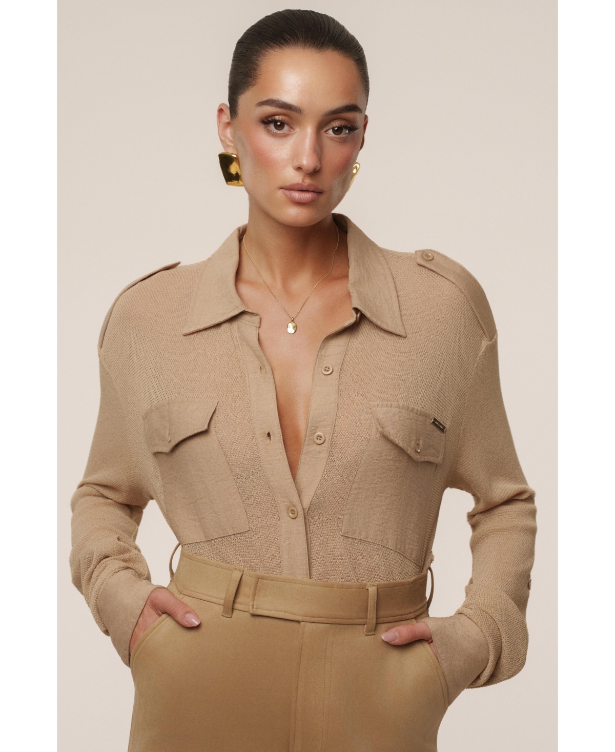 Jluxlabel Women's Sway Sheer Button Up Top