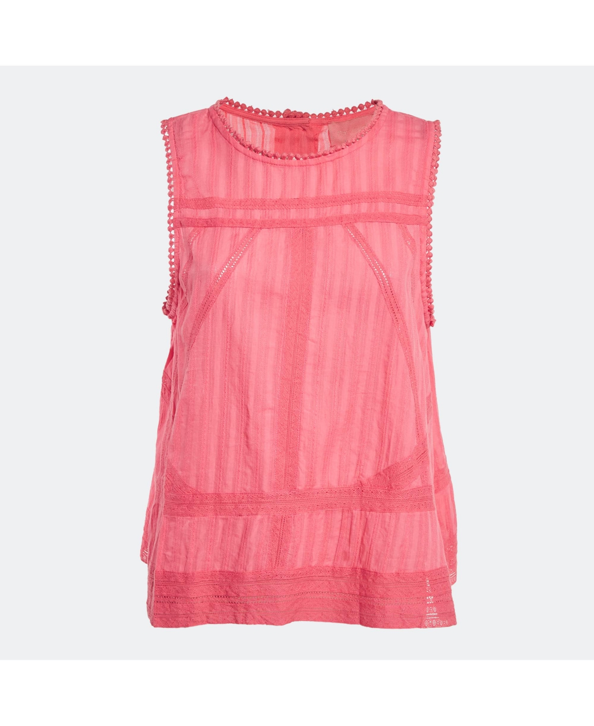 Pre-Owned Zadig & Voltaire Women's Pink Cotton Lace Trimmed Sleeveless Top