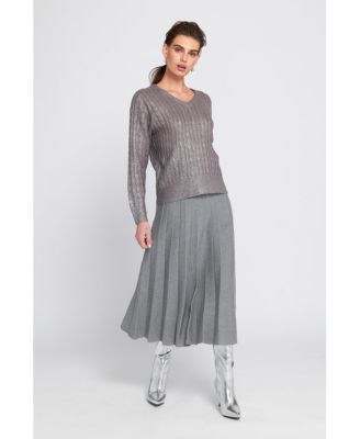 Women's Metallic Cable Knit Embellished Sweater