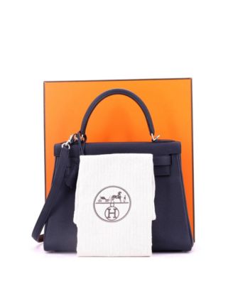 Pre-Owned HERMES Kelly 28 Handbag Blue Togo with Palladium Hardware