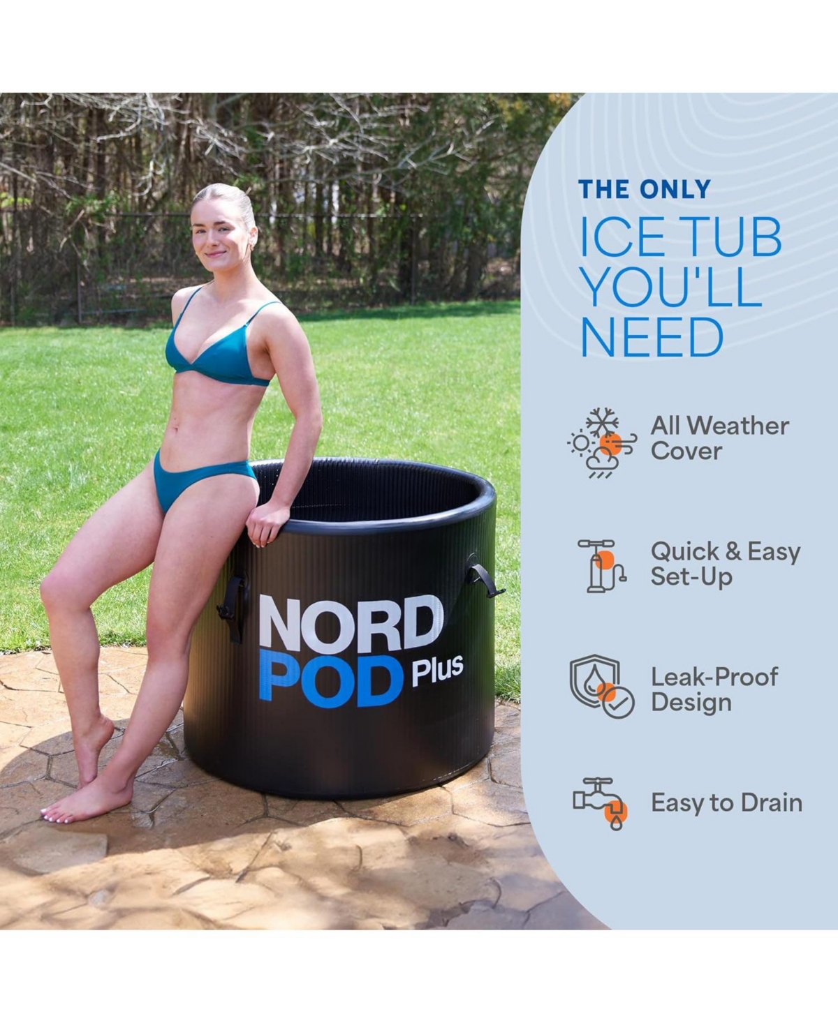 LifePro NordPod Plus Xl Portable Ice Bath Tub – Cold Plunge Tub for Athletes with All-Weather Lid & Air Pump for Outdoor Use
