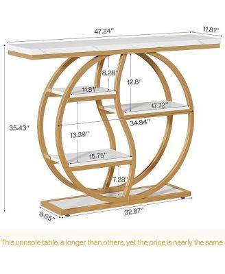 47.24" Industrial Console Table, 5-Tier Entryway Table with Adjustable Feet