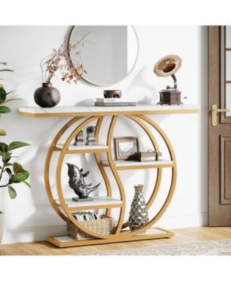 47.24" Industrial Console Table, 5-Tier Entryway Table with Adjustable Feet