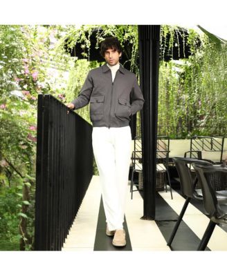 Men's Moon Grey Zip-Front Lined-Tactile Jacket