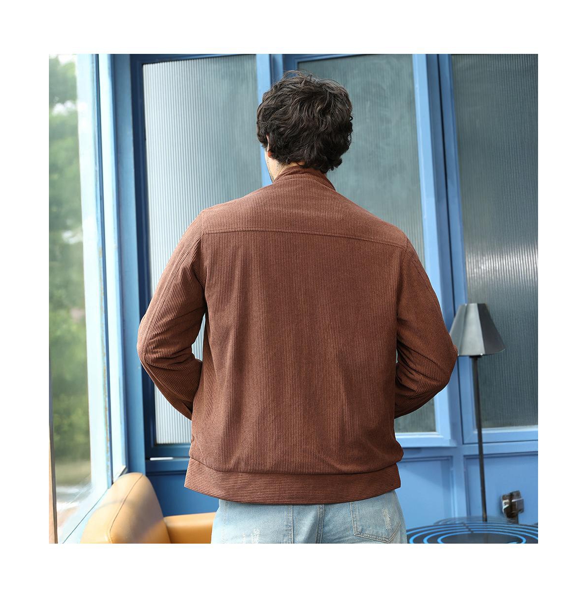 Campus Sutra Men's Chocolate Brown Corduroy Rider Jacket