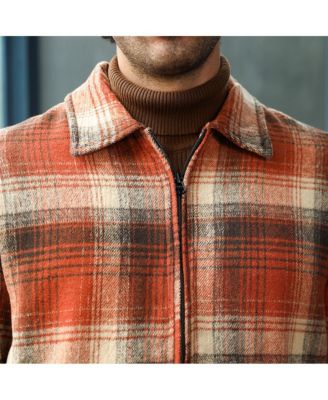 Men's Burnt Sienna Zip-Front Plaid Jacket.