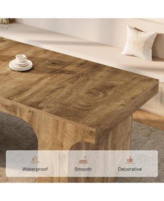 71-Inch Large Dining Table for 6-8, Farmhouse Wooden Kitchen Table with Arched Design