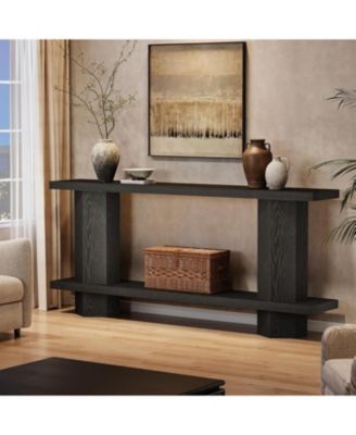 71-Inch Long Console Table for Entryway, Wooden Sofa Table Behind Couch, Black