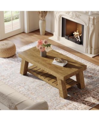 Rectangular Coffee Table, 47.24" Farmhouse Wood Center Tables for Living Room,Brown