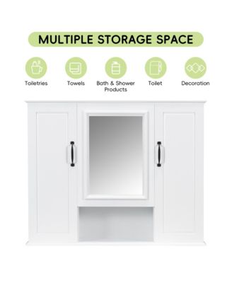 36" Wall Mounted Medicine Cabinet with Mirror and 3 Doors