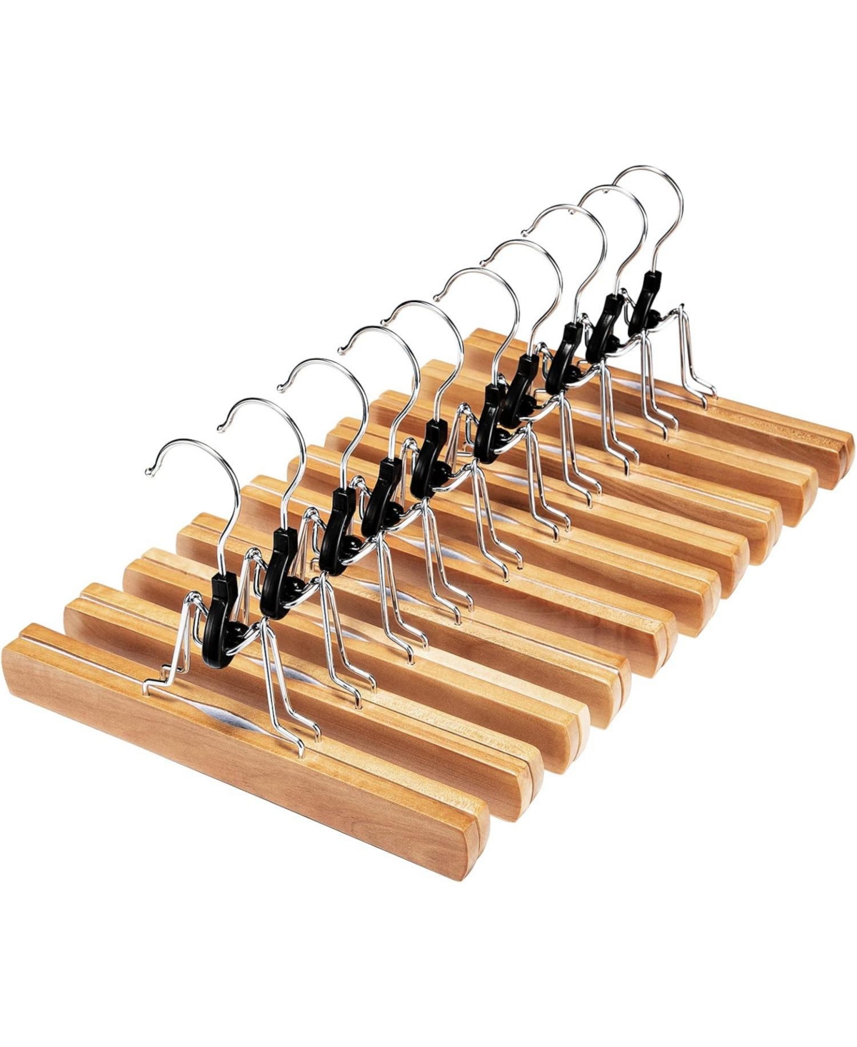 House Day Wooden Pants Hangers 10 Pack Non Slip Skirt Jeans Hanger with 360° Swivel Hook Natural 10 Pack