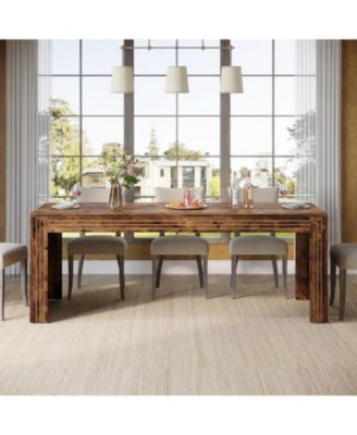 Large Dining Table for 6-8, Rectangular Kitchen Table with Heavy Duty Pedestal
