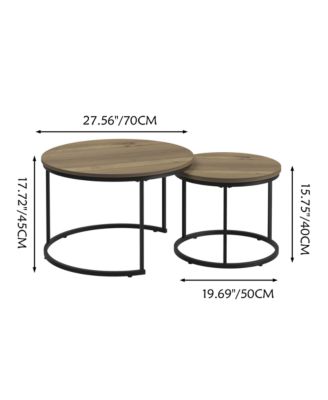 Industrial Nesting Coffee Table Set of 2 with Wood Finish and Metal Frame