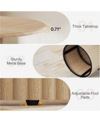 47" Round Dining Table for 4, Farmhouse Kitchen Table with Metal Base, Natural