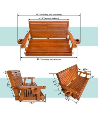 2-Seater 4 FT Wooden Porch Swing for Outdoor Patio Garden