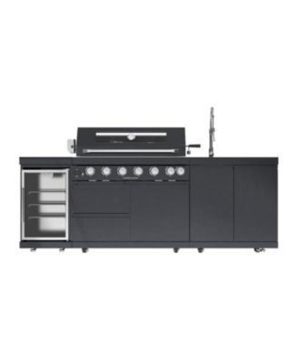 43" 6-Burner Gas Grill Outdoor Kitchen with Wine Cooler, Rotisserie & Granite