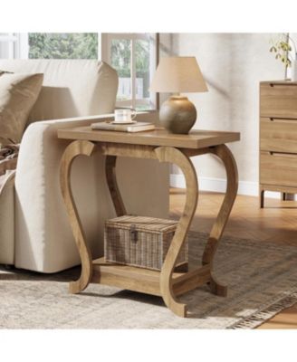 End Table, 2-Tier Bedside Accent Furniture for Living Room, Small Spaces, Bedroom, Brown