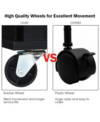 Drop-Leaf Kitchen Island Trolley Cart Wood Storage Cabinet w/ Spice Rack